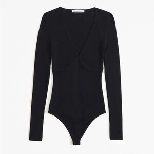 NWT Abercrombie & Fitch Long-Sleeve V-Neck Sweater Bodysuit- small